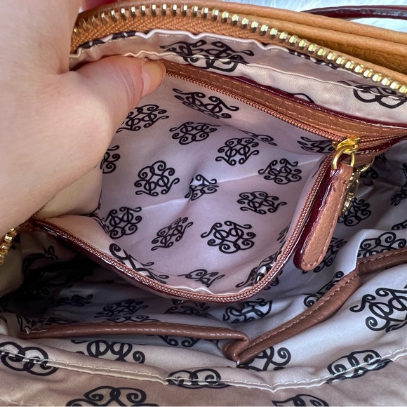 Jessica Simpson Tan and Brown Cross Body Buckle Faux Leather Purse - Picture 5 of 5